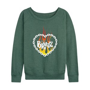 Women's - Bratz - Falme Logo Lightweight French Terry Wide Neck Long Sleeve Shirt - 1 of 4