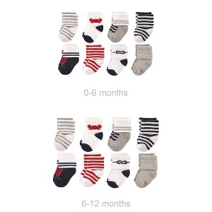 Luvable Friends Infant Boys Grow with Me Cotton Terry Socks, Gray Nautical, 0-6 and 6-12 Months - 1 of 1