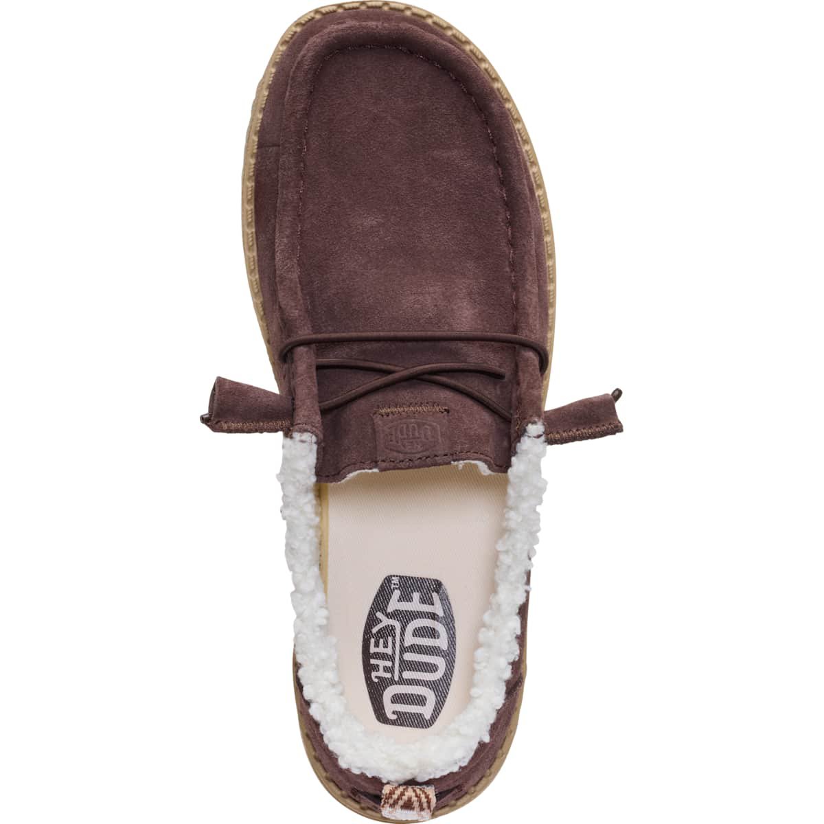 Обувь HEYDUDE Women Wendy Suede Shearling , Dark Brown, 6 — фото 3