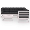 vidaXL Patio Furniture Set 6 Piece Outdoor Sectional Sofa Solid Wood Pine - White - 3 of 4