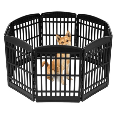 Photo 1 of IRIS 4-8Panel 24/34"H Plastic Pet Playpen without Door, Black