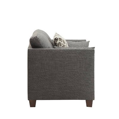 Gray Nailhead Trim Wood Accent Chair with Pillows