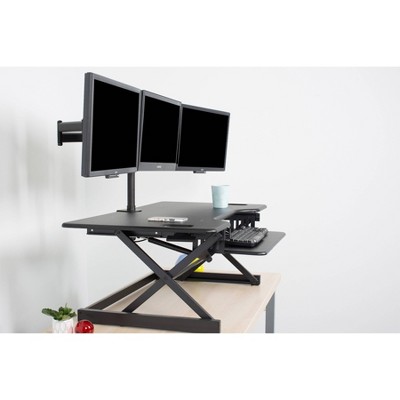 Black Adjustable Height Standing Desk Converter with Keyboard Tray