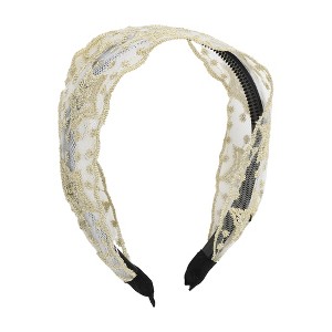 Unique Bargains Women's Elegant Lace Mesh Star Pattern Hairband 6.30"x5.12" Beige 1 Pc - 1 of 3