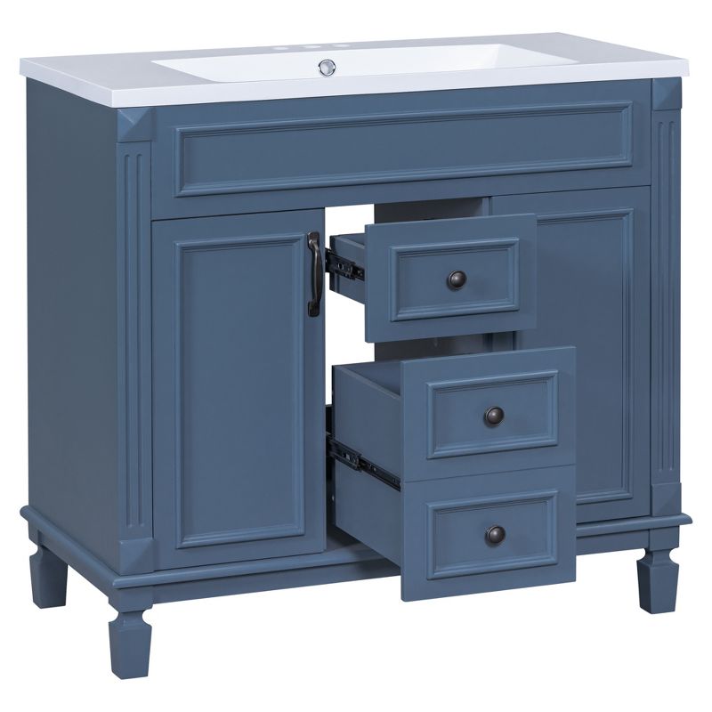 36" Bathroom Vanity with Top Sink, 2 Soft Close Doors and 2 Drawers, Royal Blue - ModernLuxe, 5 of 13
