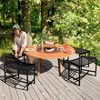VINGLI Outdoor Metal Curved Bench, Weatherproof Fire Pit Bench Set of 4, Heavy Duty Steel Backless Benches for Garden, Patio, Plant Stand and Holder - 2 of 4