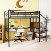 Full Size Metal Loft Bed with Desk and Metal Grid, Stylish Metal Frame Bed with Lateral Storage Ladder and Wardrobe, Black - 2 of 4