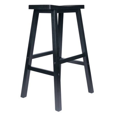 29" Black Wood Saddle Seat Bar Stool