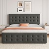 Full/Queen/King Bed Frame with 4 Drawers & Adjustable Headboard, Linen Upholstered Mattress Foundation, Button Tufted Design, No Box Spring Needed - 4 of 4