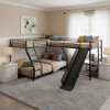Whisen 117.4''L*77.6''W Morden Design L-Shaped Twin over Full Bunk Bed with Twin Size Loft Bed, Built-in Desk and Slide, Safe Design - 2 of 4