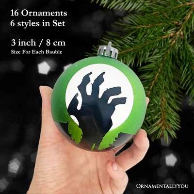 Spooky Horror Shatterproof Halloween Ornament Set, 16 Pieces
