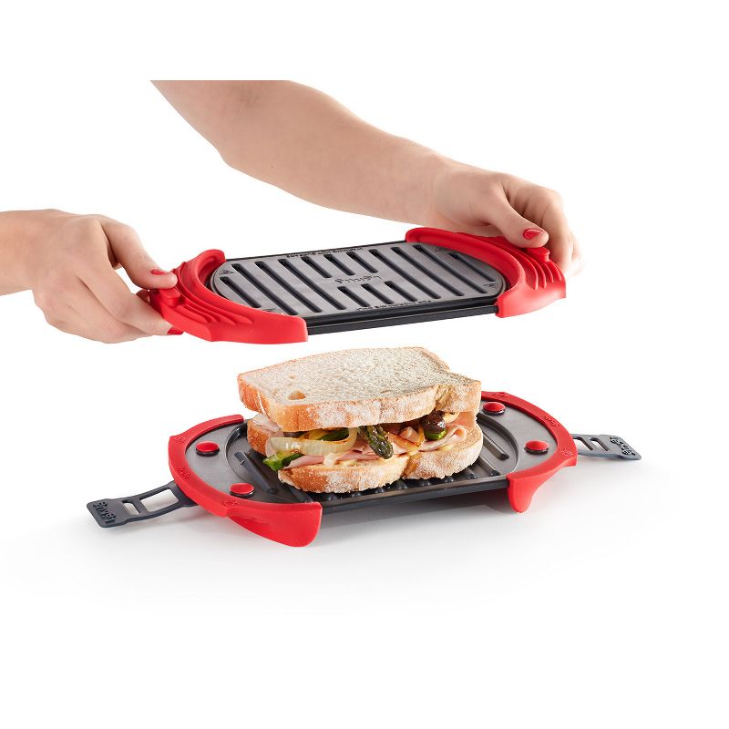 Lekue Microwave Grill, Sandwich Maker, Panini Press, 10 In x 5.7 In In, Red, 3 of 6