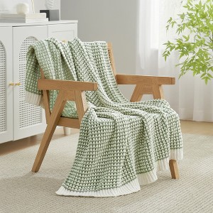 Amelie Home Reversible Chenille Waffle Knit Throw Blanket – Soft, Lightweight & Cozy - 1 of 4