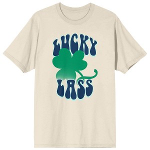 St. Patrick's Day Lucky Lass Crew Neck Short Sleeve Women's Natural T-shirt - 1 of 3