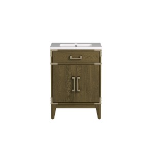 Cesicia Grey Oak Cabinet with Solid Wood Frame, Carb P2 Plywood Body, 2 Doors, and Soft-Closing Hardware - 1 of 4