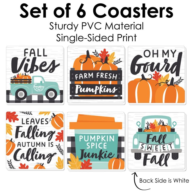 Big Dot of Happiness Happy Fall Truck - Funny Harvest Pumpkin Party Decorations - Drink Coasters - Set of 6, 5 of 9