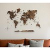 HomeRoots 35" X 59" Dark Brown Wood World Map Hanging Dimensional Sculpture - 2 of 4