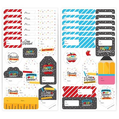 Big Dot of Happiness Teacher Retirement - Assorted Happy Retirement Party Gift Tag Labels - To and From Stickers - 12 Sheets - 120 Stickers