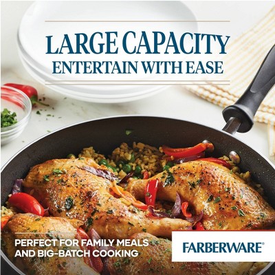 Black Nonstick Aluminum 6-Quart Covered Saute Pan with Helper Handle