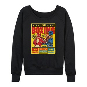Women's - Rock 'Em Sock 'Em Robots - Boxing Poster Lightweight French Terry Wide Neck Long Sleeve Shirt - 1 of 4