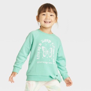 Grayson Mini Toddler Girls' Tie Waist Sweatshirt - Teal Green - 1 of 3