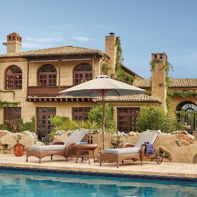 Antique Beige Water-Resistant Patio Chaise Lounge Cushion
