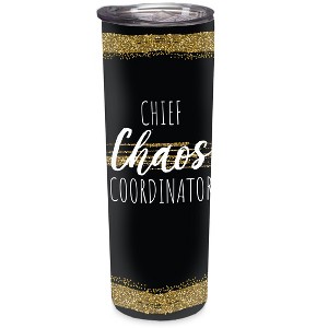 Elanze Designs Chief Chaos Coordinator Glittery Goldtone 20 ounce Stainless Steel Travel Tumbler - 1 of 4