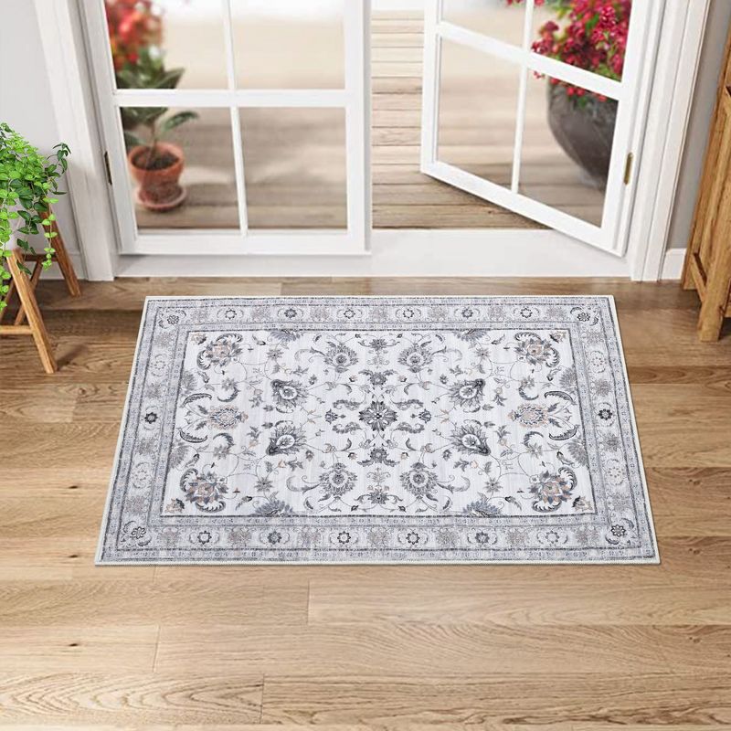 Boho Rustic Area Rugs for Living Room Washable Rug Floral Bedroom Decor Rug, 2 of 9