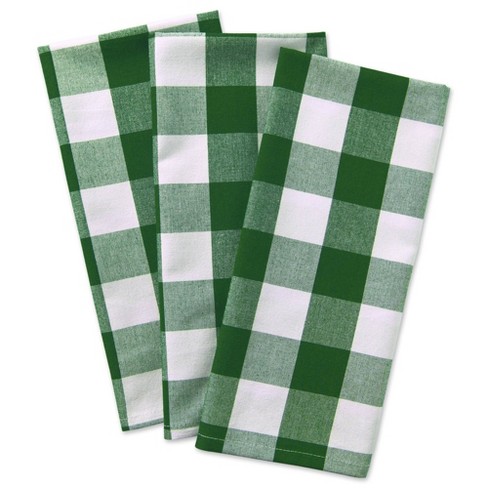 3pk Cotton Buffalo Check Dishtowels Green - Design Imports : Target