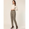 INSPIRE CHIC Women's Vintage Tartan Plaid Elastic Waist Straight Long Trousers - 2 of 4