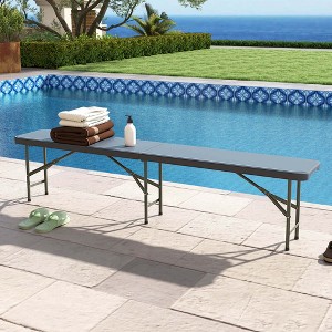 Costway 6 ft Plastic Folding Bench with 1320 LBS Capacity Handle & Lock For Outdoor Picnic White/Gray - 1 of 4