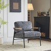 Grey 27.56" modern chair with plush cushions, simple metal frame and wooden armrests - 2 of 4