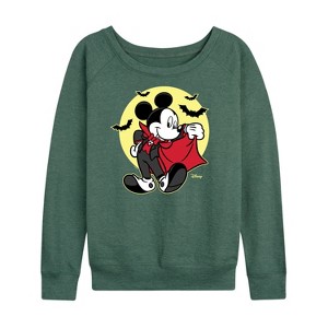 Women's - Disney - Mickey Vampire Lightweight French Terry Wide Neck Long Sleeve Shirt - 1 of 4