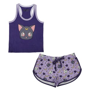 Sailor Moon Luna Cat Women’s Racerback Tank Sleepwear Set With Dolphin Short - 1 of 4