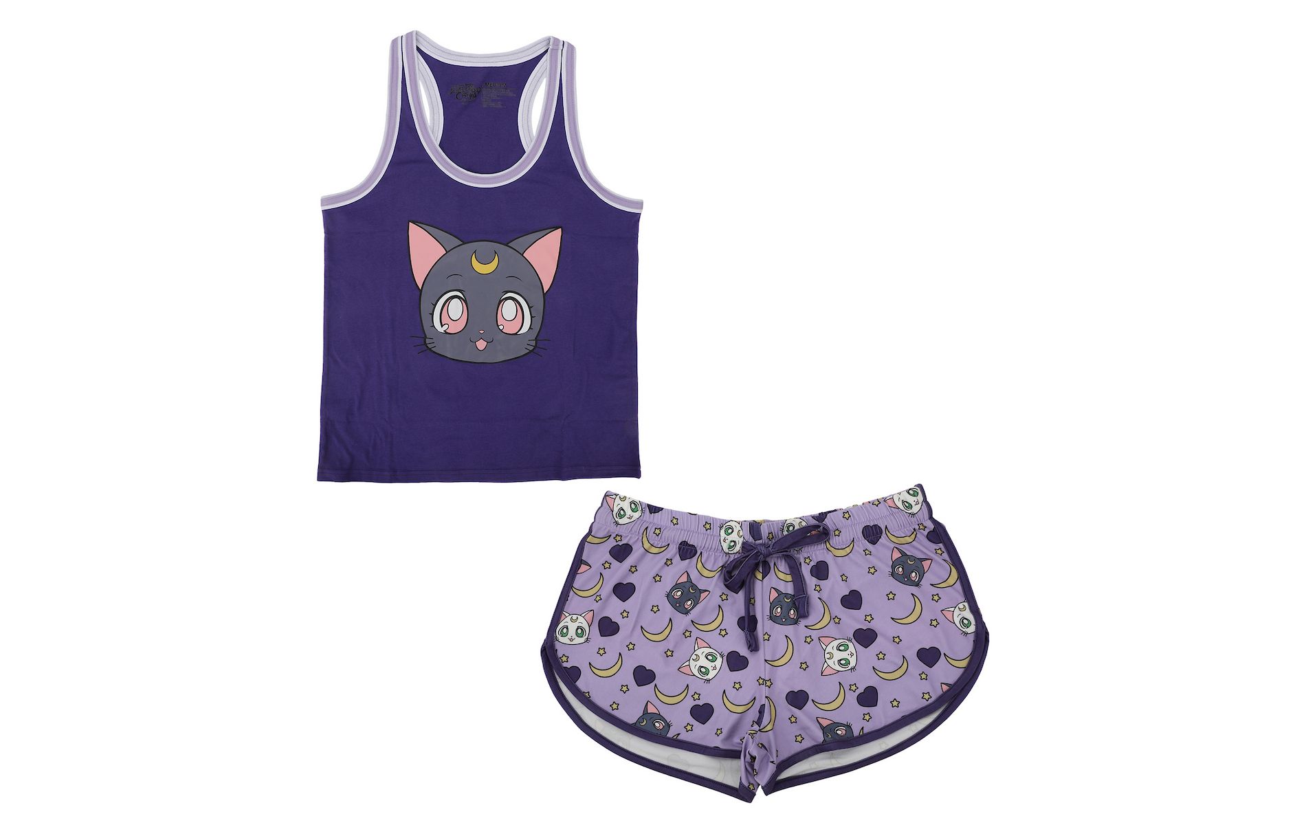 Sailor Moon Luna Cat Women’s Racerback Tank Sleepwear Set With Dolphin Short