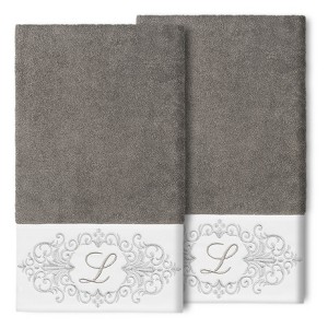 Linum Home Textiles 100% Turkish Cotton MONICA 2PC Embellished Bath Towel Set - 1 of 1
