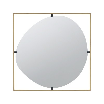 GlasFlength Decorative Wall Mirrors Classic Mirror Wall Mirror Decorative Square Mirror Vanity Mirror for Bathroom, Gold, 31.9"*0.8"*31.9"
