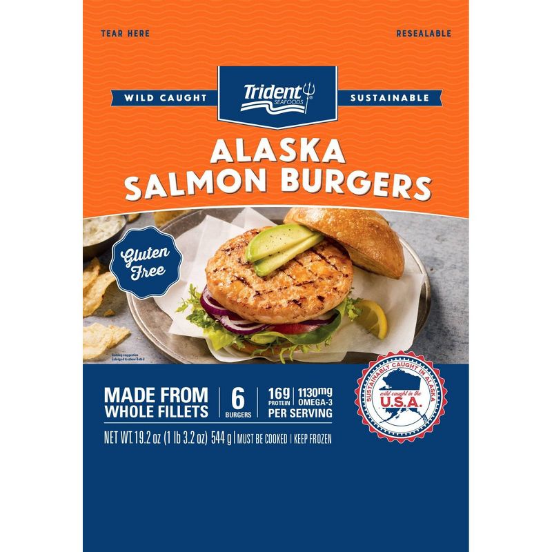 Trident Wild Caught Alaska Salmon Burgers - Frozen - 6pk/19.2oz, 3 of 6