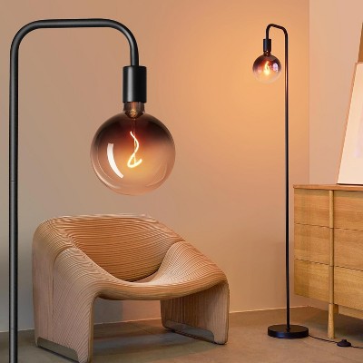 Runesay Floor Lamp for Living Room with Modern LED Bulb, Globe Black Clear Glass 6", 1800K Warm Ambiant Lighting Decorative Tall Floor Lamp