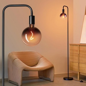Runesay Floor Lamp for Living Room with Modern LED Bulb, Globe Black Clear Glass 6", 1800K Warm Ambiant Lighting Decorative Tall Floor Lamp - 1 of 4