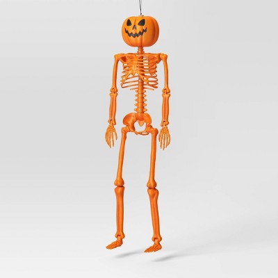 36" Poseable Pumpkin Head Skeleton Halloween Decorative Prop Orange - Hyde and EEK! Boutique™