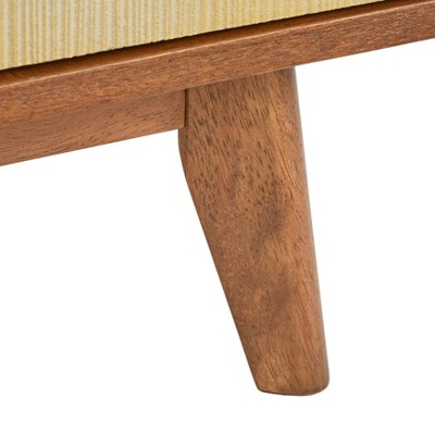 Flory Walnut and Gold Mid-Century Modern Sideboard with Sliding Doors