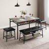 4-Piece Dining Set w/Bench - Kitchen Table w/Storage Shelves & PU Cushions, Metal/Wood Design for Small Spaces - 4 of 4