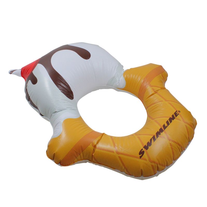 Swimline 46" Inflatable Ice Cream Children's 1-Person Swimming Pool Ring Float - Brown/White, 2 of 6