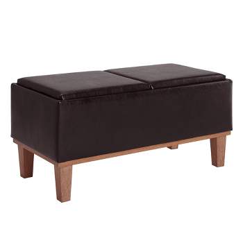 Breighton Home Designs4Comfort Brentwood Storage Ottoman with Reversible Trays Espresso Faux Leather/Brown