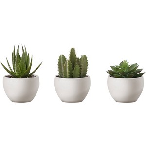KTMBDW Set of 3 Succulents Plants Artificial in Pots Small Fake Plants for Bedroom Aesthetic Living Room Office Shelf Bathroom Decor - 1 of 4