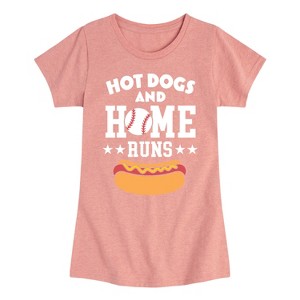 Girls' - Instant Message - Hot Dogs And Home Runs Fitted Short Sleeve Graphic T-Shirt - 1 of 4