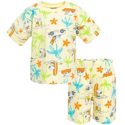 PEANUTS Snoopy Woodstock French Terry T-Shirt and Shorts Outfit Set Toddler