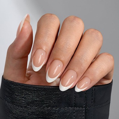 BTArtboxnails White French Almond Nails - Press On Nails