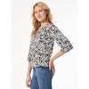 Jones New York Puff Sleeve Printed Moss Crepe Top - 2 of 3